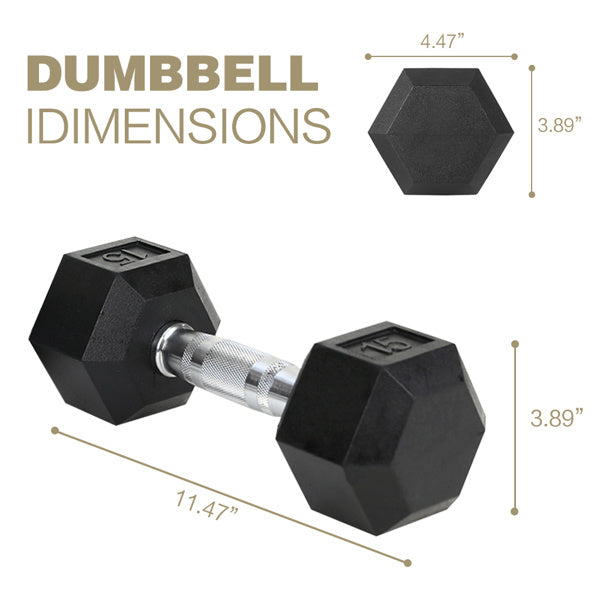 Adjustable 15 lb Rubber Dumbbells