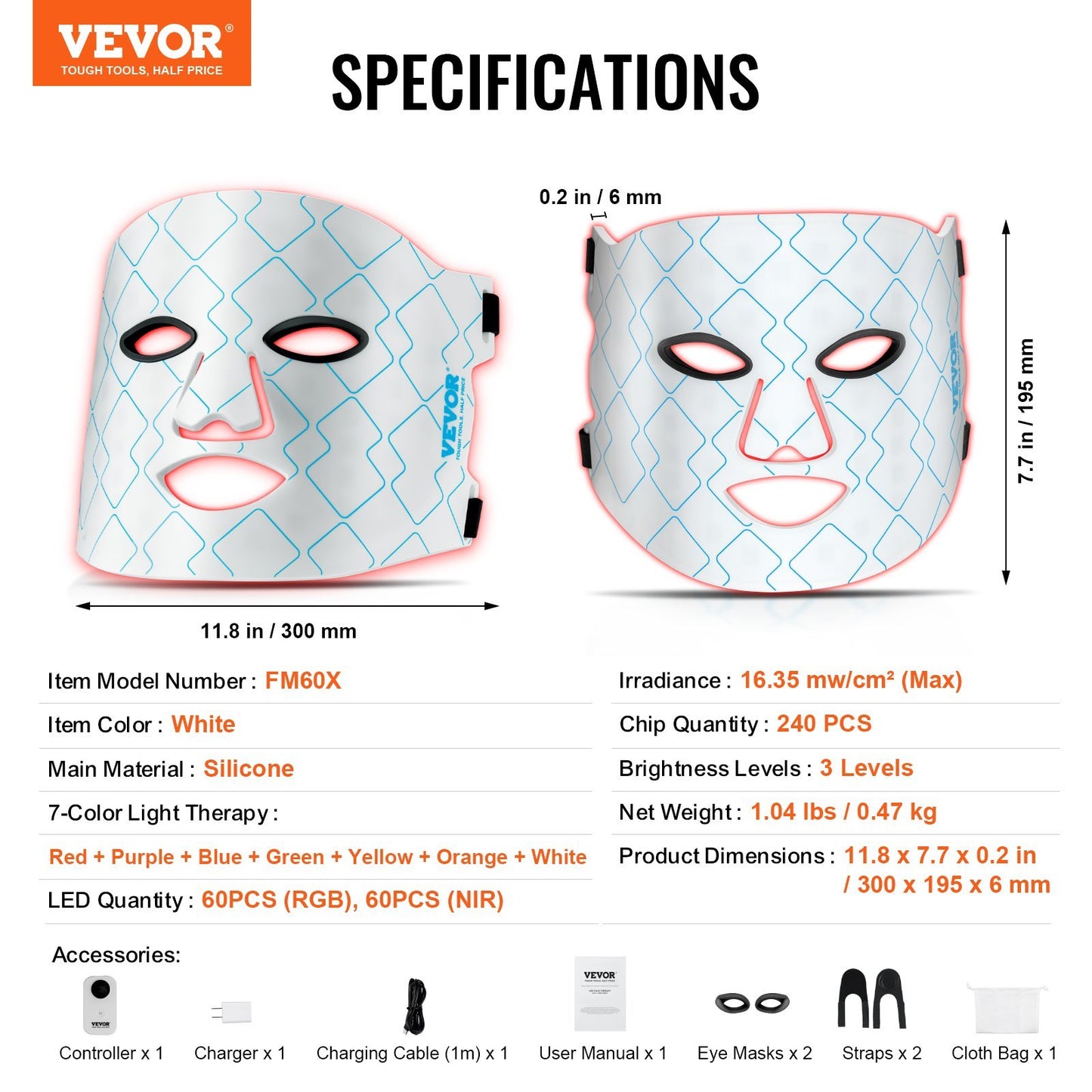 7-Color Red Light Therapy Face Mask
